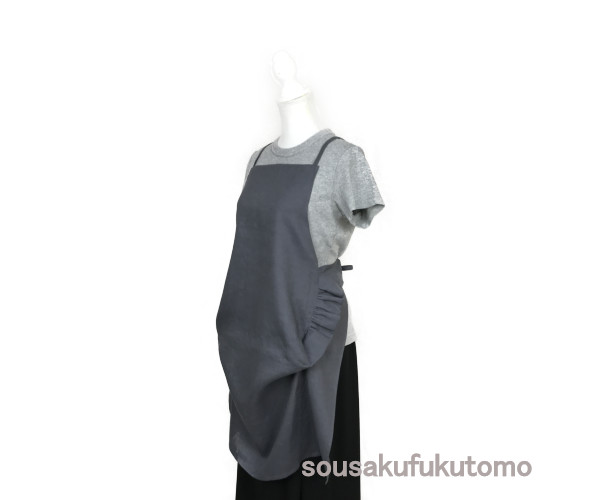 リネン　立体フリルエプロン
